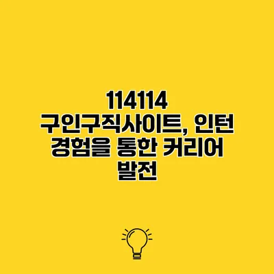 114114 구인구직사이트, 인턴 경험을 통한 커리어 발전
