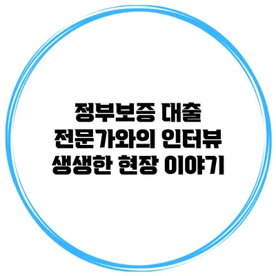정부보증 대출 전문가와의 인터뷰 생생한 현장 이야기