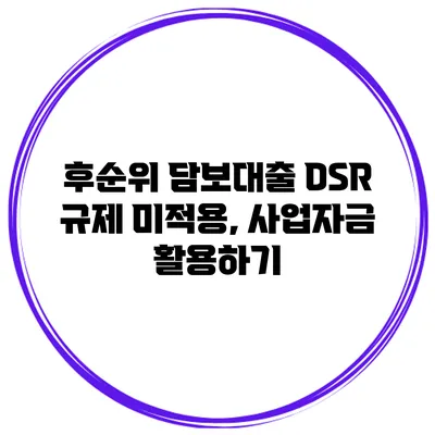후순위 담보대출 DSR 규제 미적용, 사업자금 활용하기